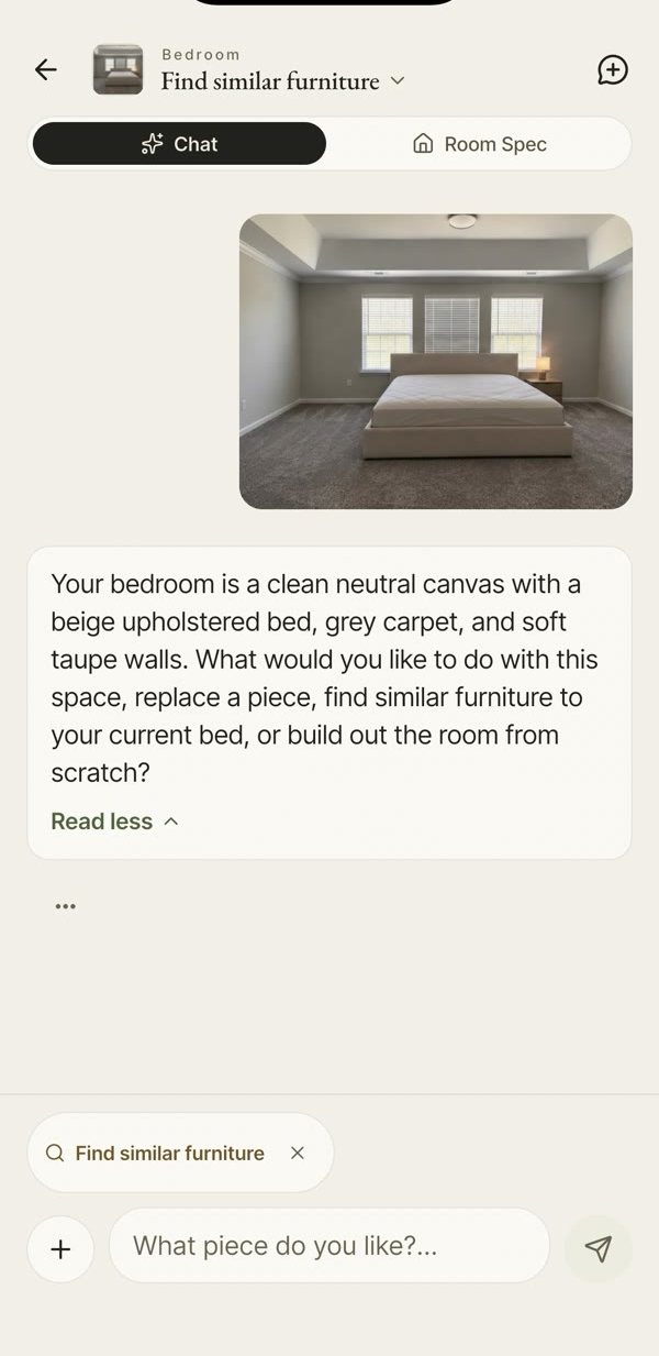 Find similar furniture reading a bedroom photo